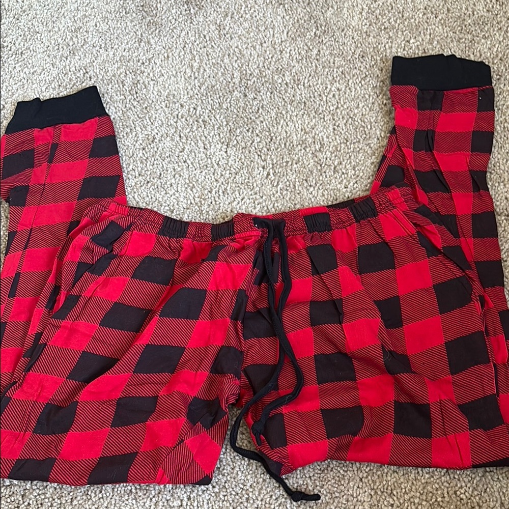 Amazon Red and Black Plaid Skinny Pants